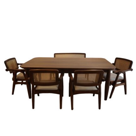 Handcrafted teak and Cane Dining Table