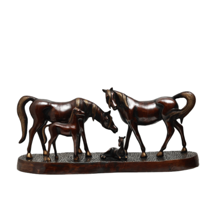 Horse Family Sculpture in Brass