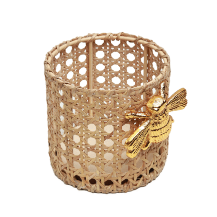 Wicker Holder with Decorative Golden Bee