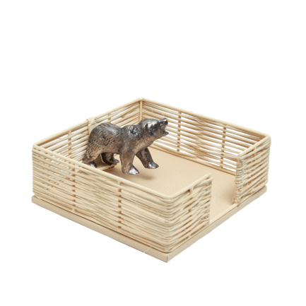 Wicker Napkin Holder with decorative Silver Bear